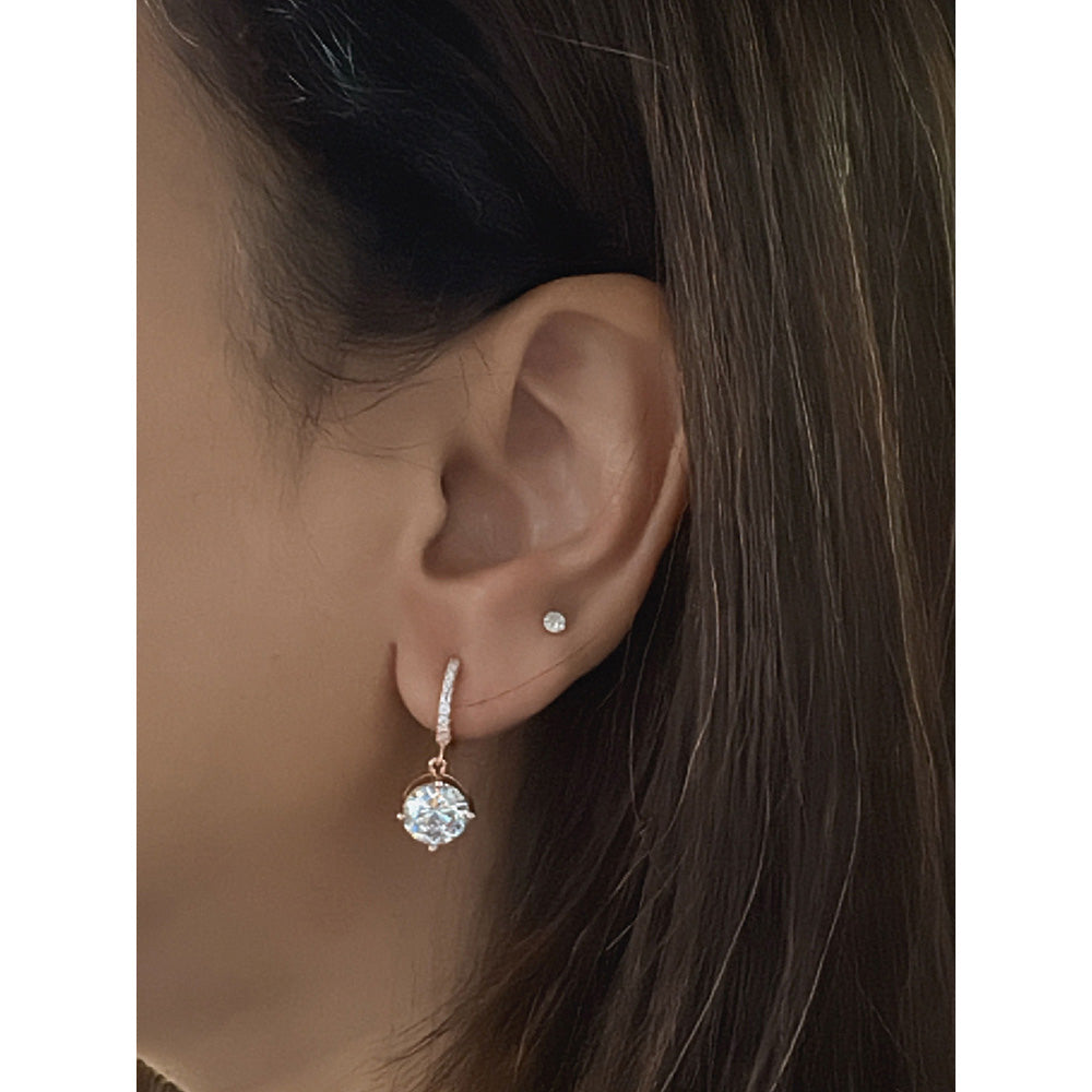 Mon Tresor 2 Carat Solitaire Earrings In Rose Gold Polish