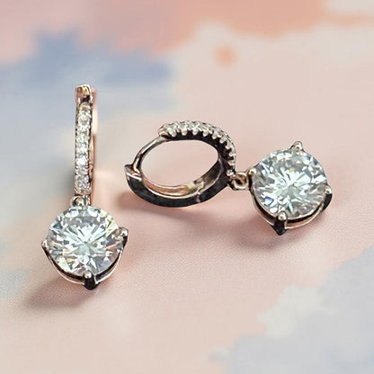 Mon Tresor 2 Carat Solitaire Earrings In Rose Gold Polish