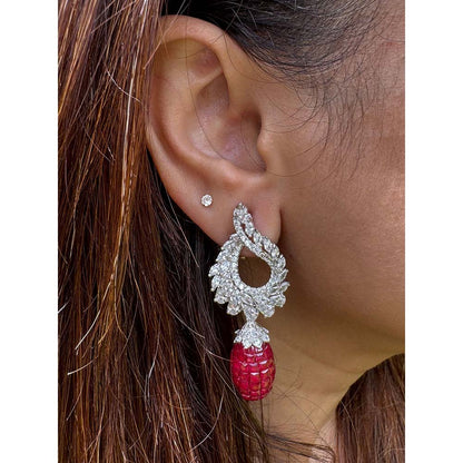 Mon Tresor Twisted Cluster Top With Red Invisible Drop Earrings