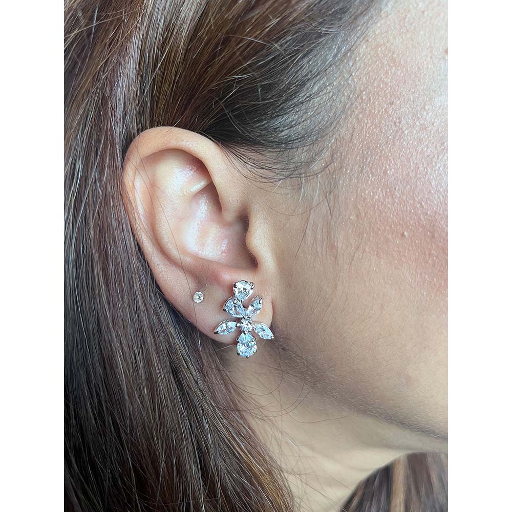 Mon Tresor Assorted Solitaire Stud Earrings - White