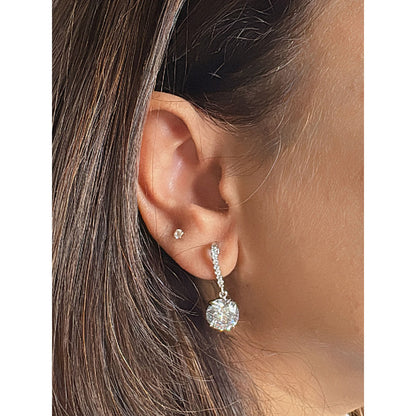 Mon Tresor Dia Bali With 4 Carat Round Solitaire Drop Earrings - White