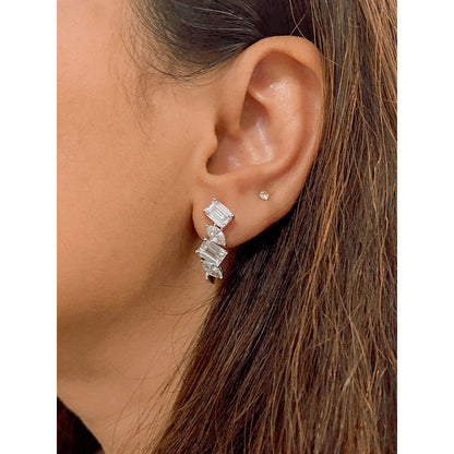 Mon Tresor Emerald Cut And Marquee Stone Bali Earrings - White