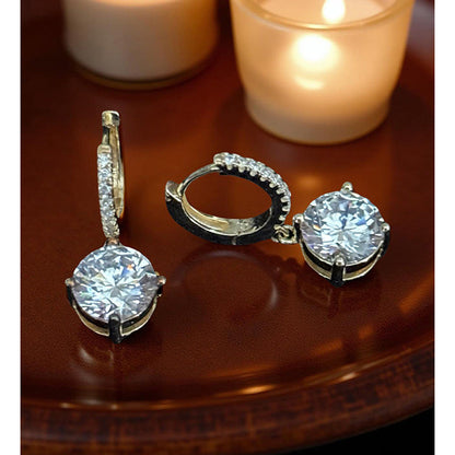 Mon Tresor 2 Carat Solitaire Earrings In 18K Gold Polish - White