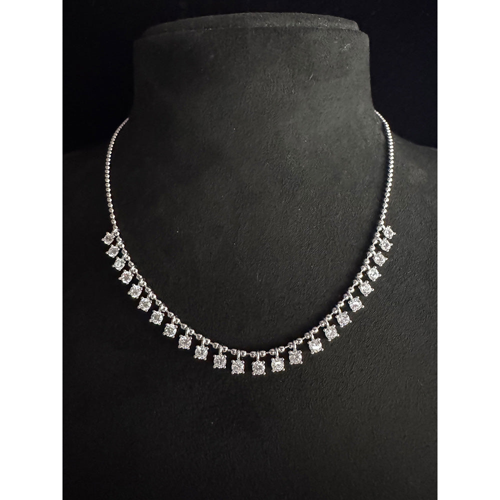 Mon Tresor Ball Necklace With Diamond Drops - White