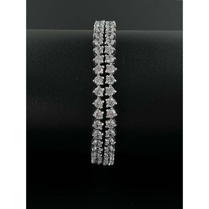Mon Tresor White Row Round Solitaire Tennis Bracelet