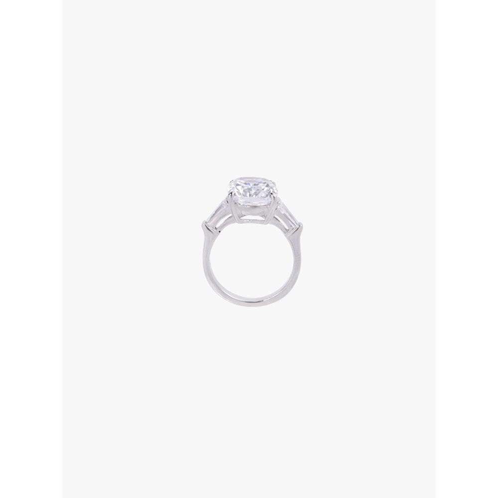 Mon Tresor White Oblong Cushion Cut Diamond with Baguettes Band Ring