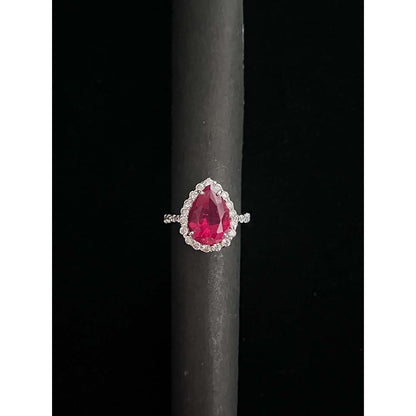 Mon Tresor Red Pear With Diamond Halo And Dia Band