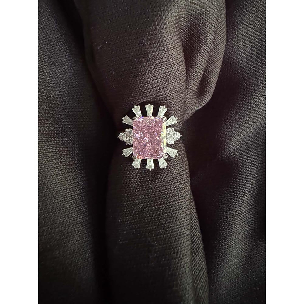 Mon Tresor Pink Sapphire With Segmented Dia Halo