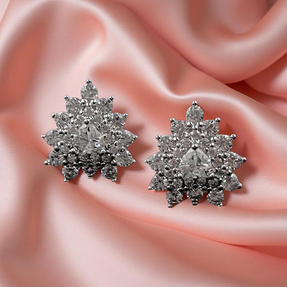 Mon Tresor White Pear With Double Halo Stud Earrings