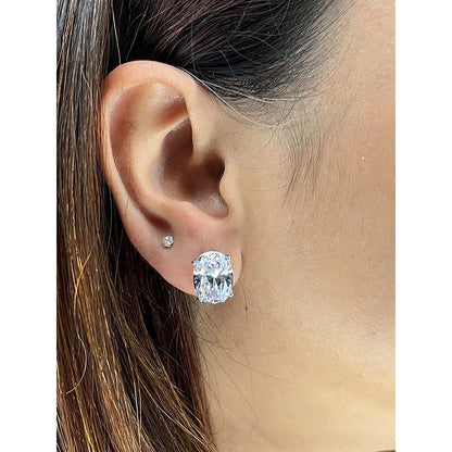 Mon Tresor White Big Oval Solitaire Studs Earrings