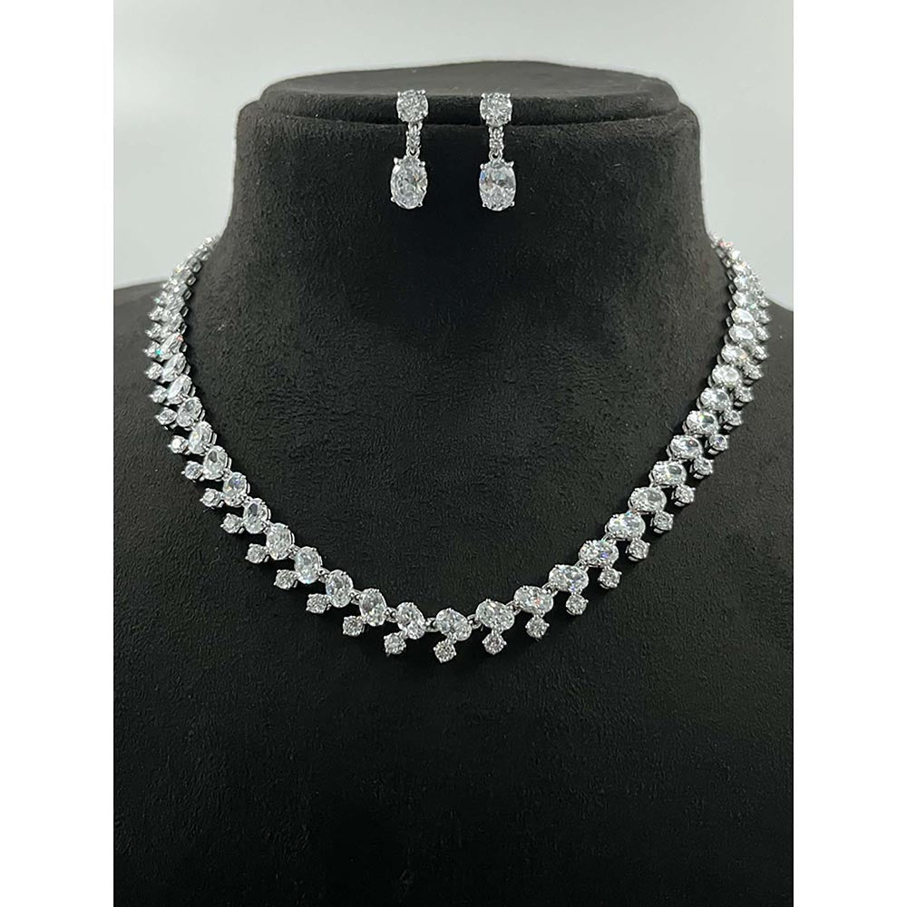 Mon Tresor White Oval Solitaire With Attached Round Diamond Jewellery Set