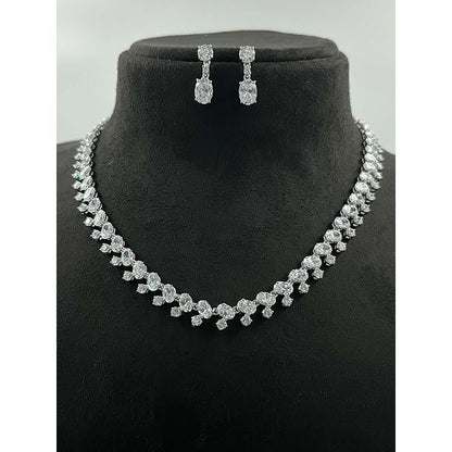 Mon Tresor White Oval Solitaire With Attached Round Diamond Jewellery Set