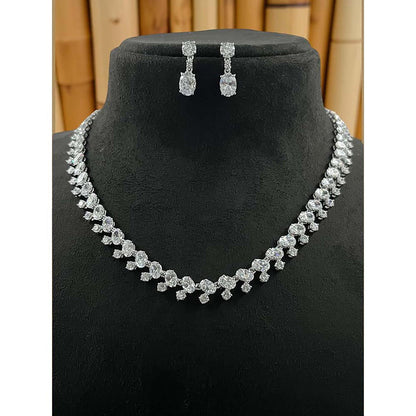 Mon Tresor White Oval Solitaire With Attached Round Diamond Jewellery Set