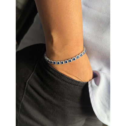 Mon Tresor Princess Cut Blue With Halo Bracelet