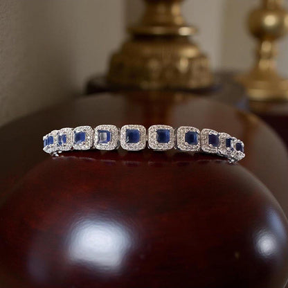 Mon Tresor Princess Cut Blue With Halo Bracelet