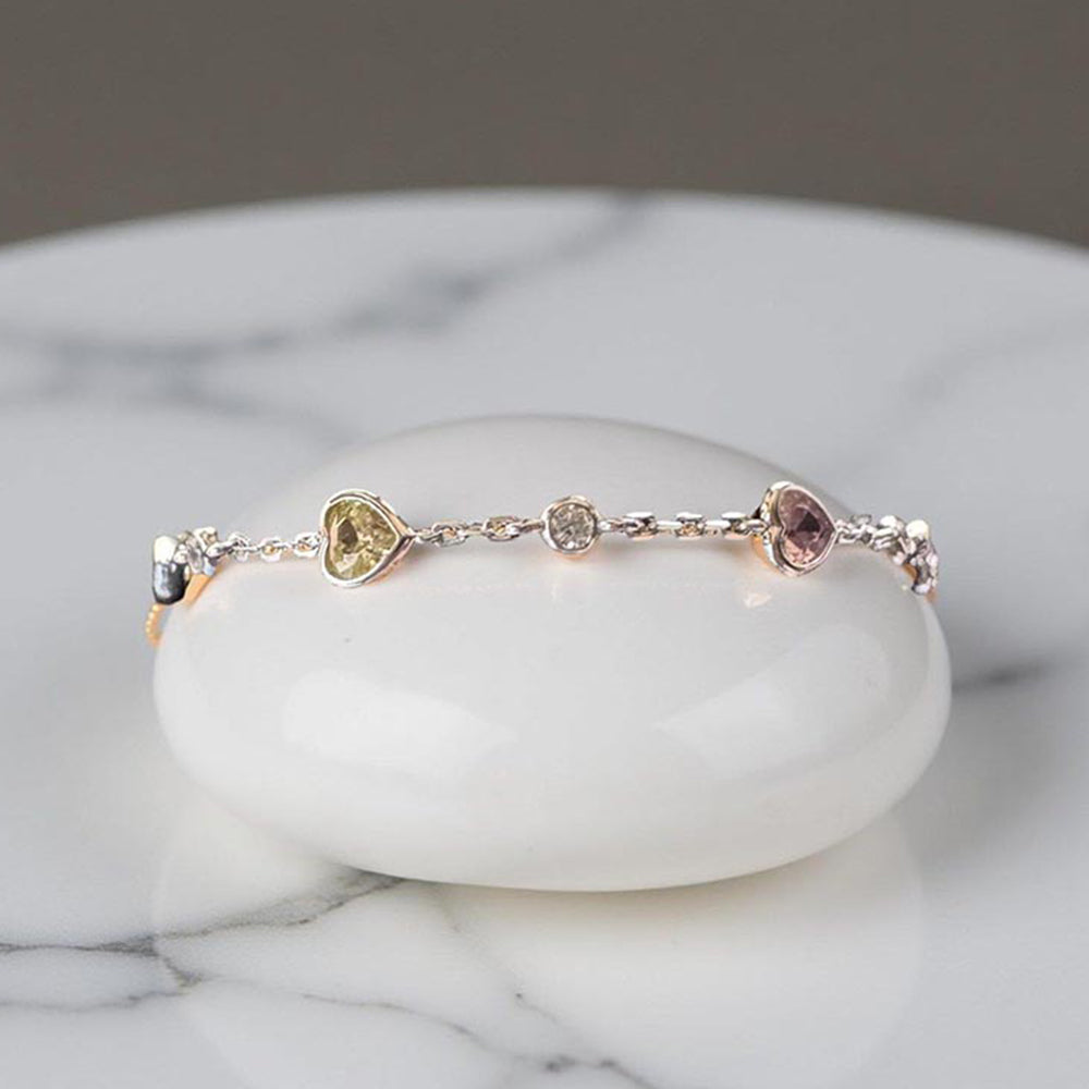Mon Tresor Multi-Colour Amora Heart Chain Bracelet