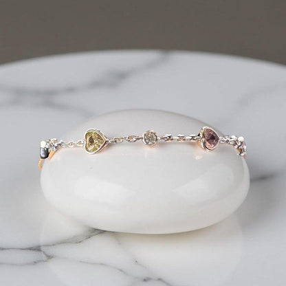 Mon Tresor Multi-Colour Amora Heart Chain Bracelet
