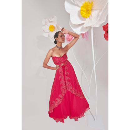 Muskan Aggarwal Nurvi Pink Embellished Top and Lehenga (Set of 2)