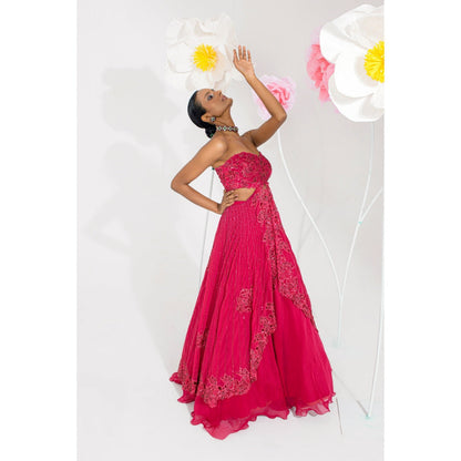Muskan Aggarwal Nurvi Pink Embellished Top and Lehenga (Set of 2)