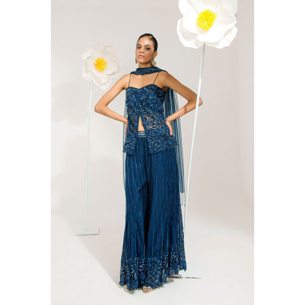 Muskan Aggarwal Yara Embellished Top with Palazzo and Dupatta (Set of 3)