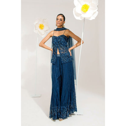 Muskan Aggarwal Yara Embellished Top with Palazzo and Dupatta (Set of 3)