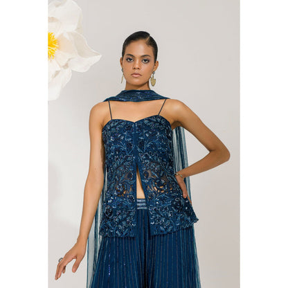 Muskan Aggarwal Yara Embellished Top with Palazzo and Dupatta (Set of 3)