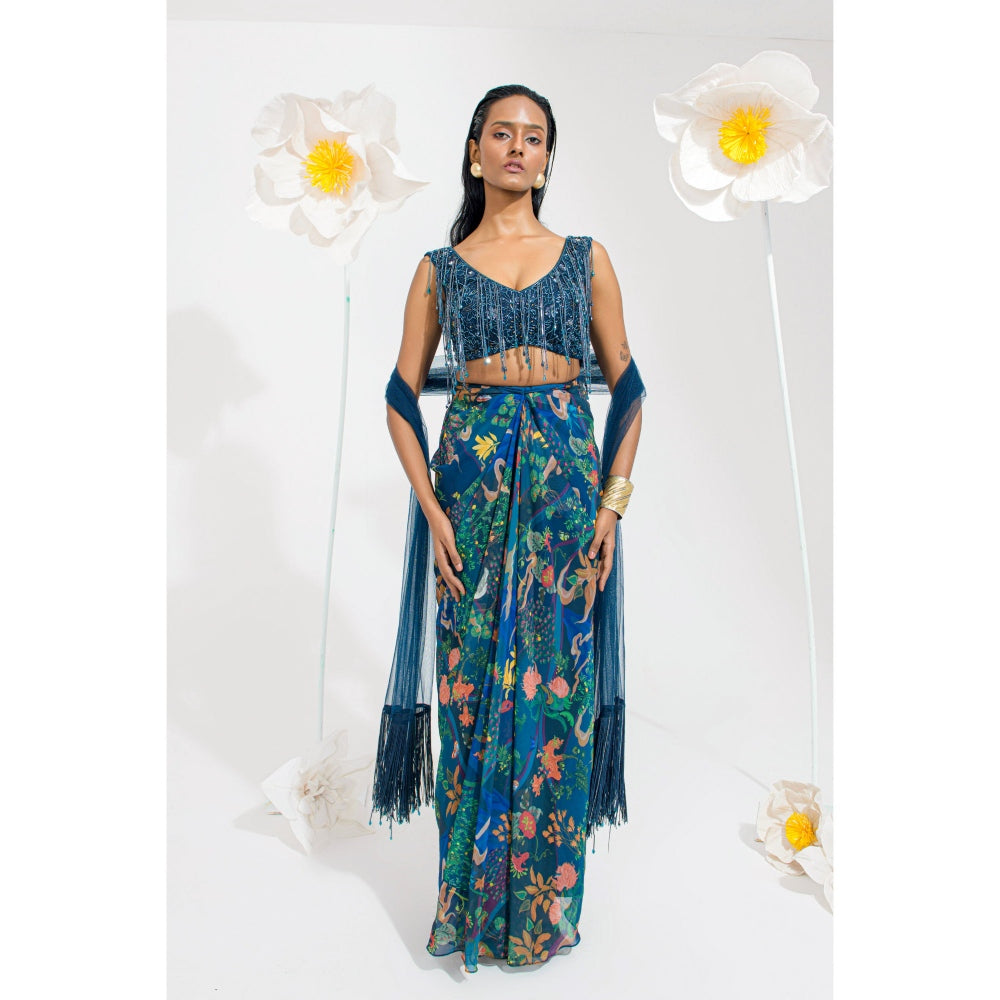 Muskan Aggarwal Alana Floral Embellished Blouse with Skirt and Dupatta (Set of 3)