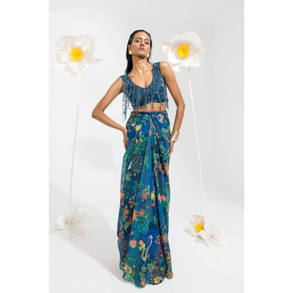 Muskan Aggarwal Alana Floral Embellished Blouse with Skirt and Dupatta (Set of 3)