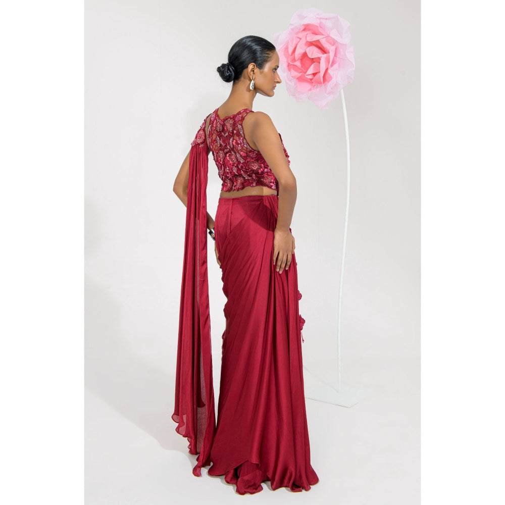 Muskan Aggarwal Ayka Embellished Pre Drape Saree and Stitched Blouse