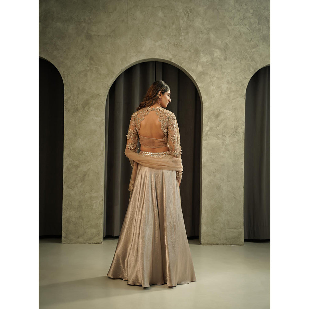 Muskan Aggarwal Taupe Blouse with Lehenga and Dupatta