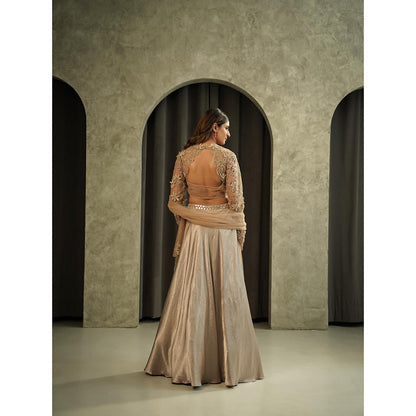 Muskan Aggarwal Taupe Blouse with Lehenga and Dupatta