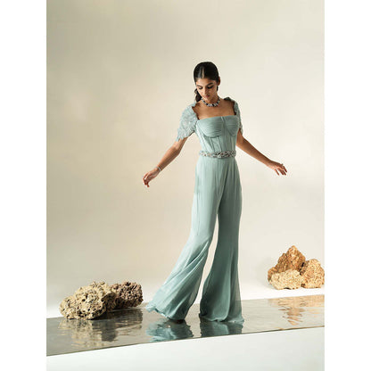 Muskan Aggarwal Pastel Blue Embroidered Jumpsuit