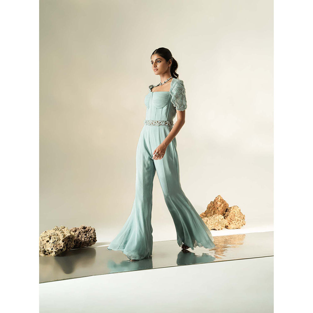 Muskan Aggarwal Pastel Blue Embroidered Jumpsuit