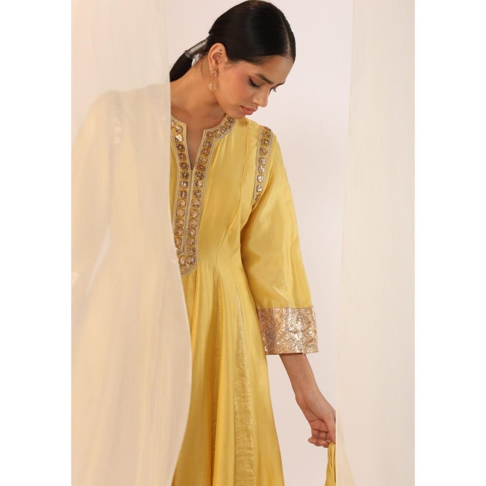 Myoho Gota Godet Kurta with Pant & Dupatta (Set of 3)