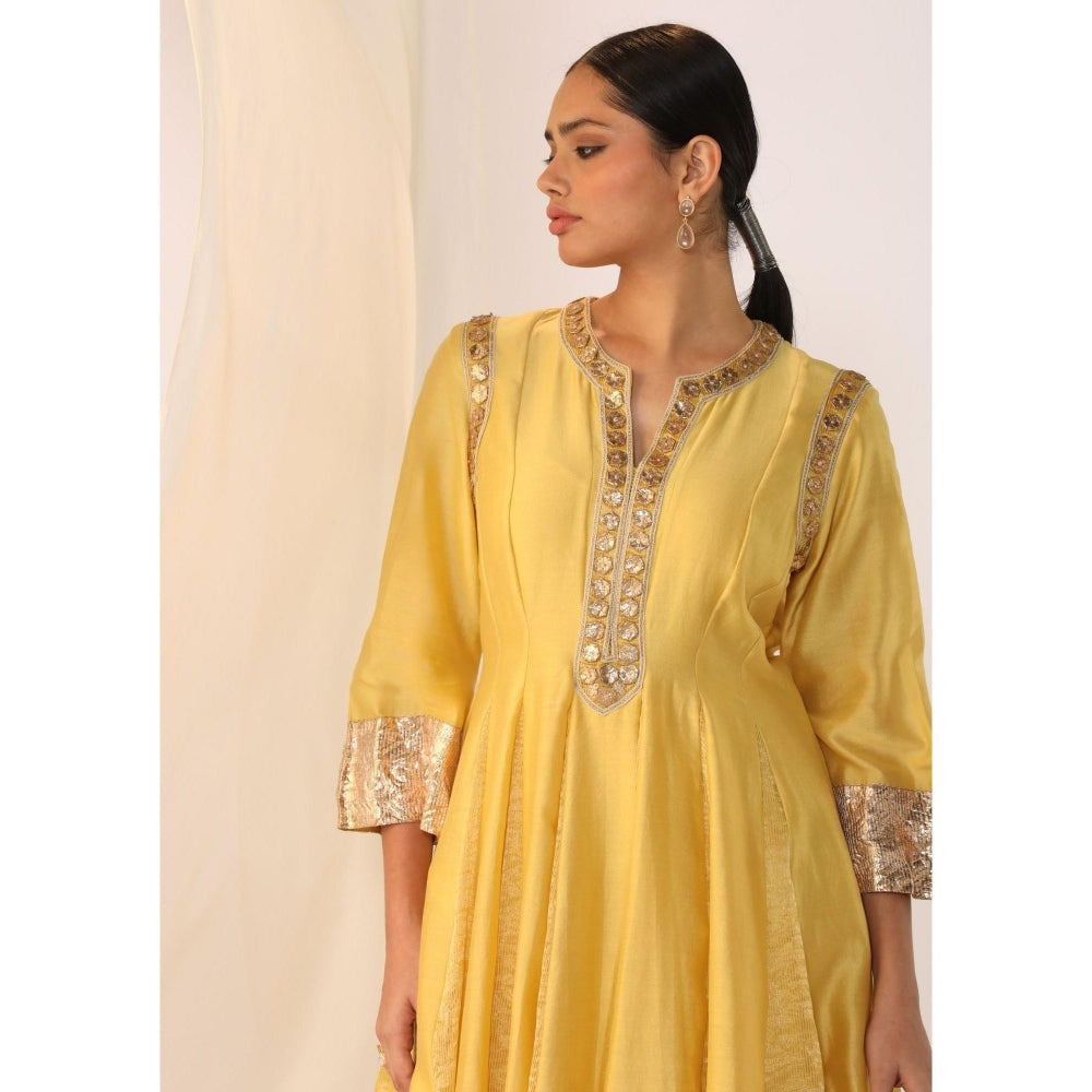 Myoho Gota Godet Kurta with Pant & Dupatta (Set of 3)
