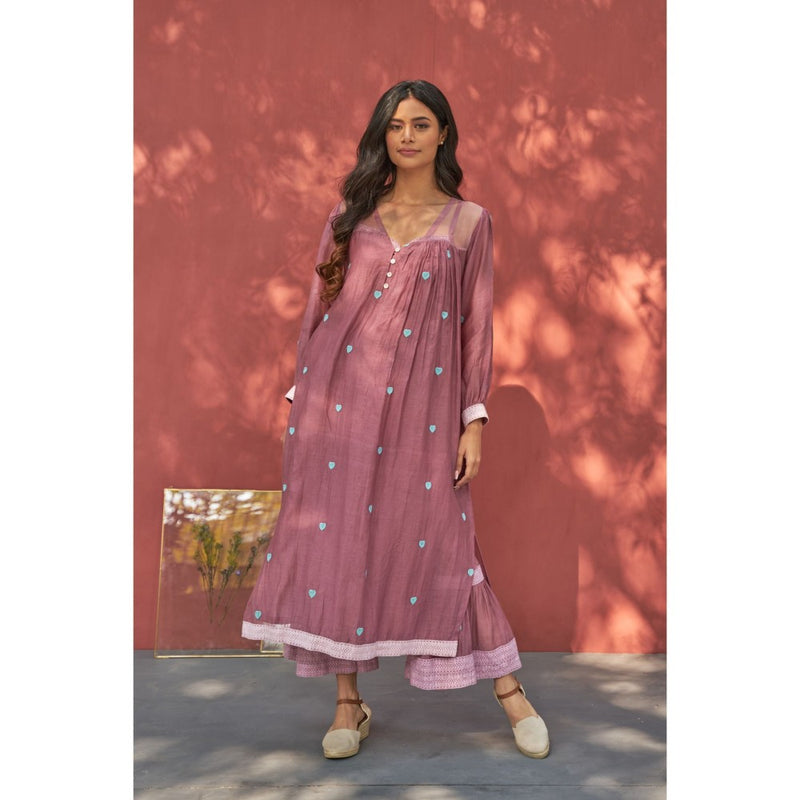 Naaz By Noor Happy Hearts Mauve Kurta with Sharara (Set of 2)