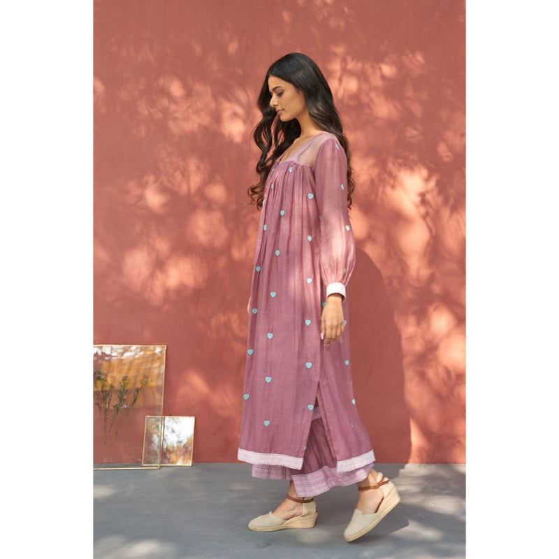 Naaz By Noor Happy Hearts Mauve Kurta with Sharara (Set of 2)