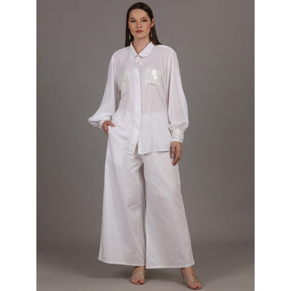 NAMAH BY PARUL MONGIA White Cotton Solid Co-Ord (Set of 2)