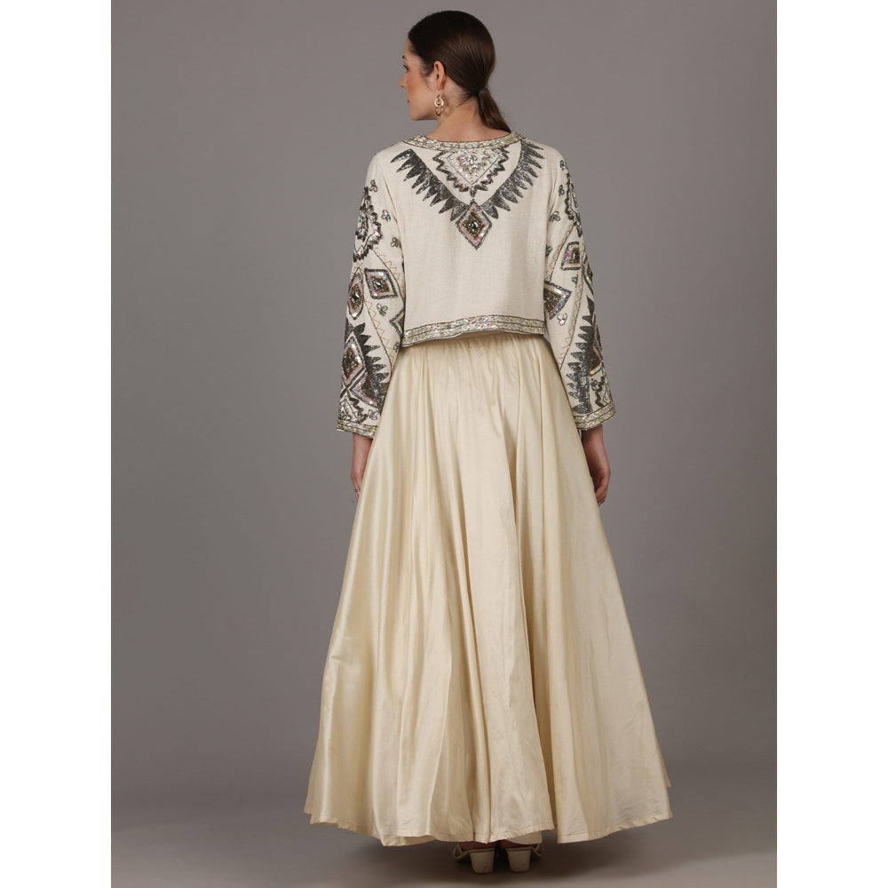 NAMAH BY PARUL MONGIA Linen Off White Embroidered Jacket