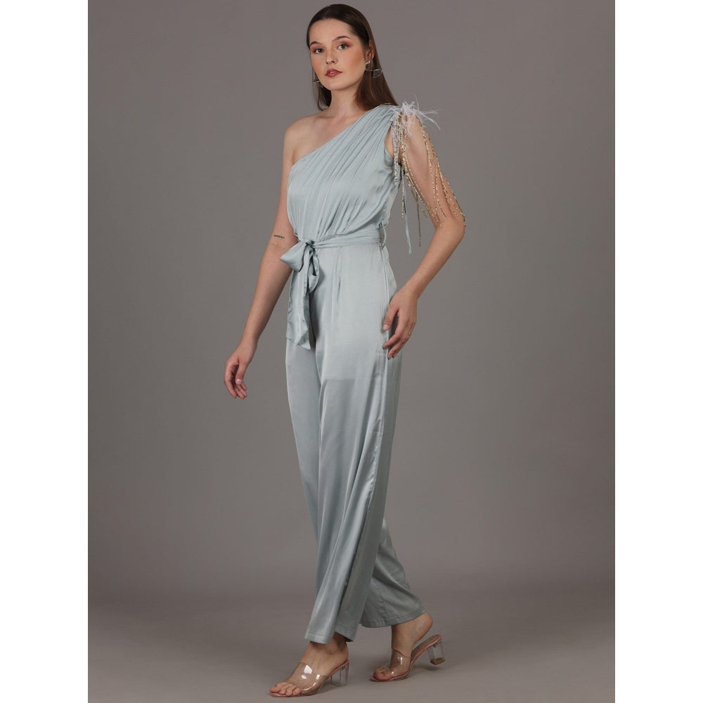 NAMAH BY PARUL MONGIA Ice Blue One Shoulder Jumpsuit