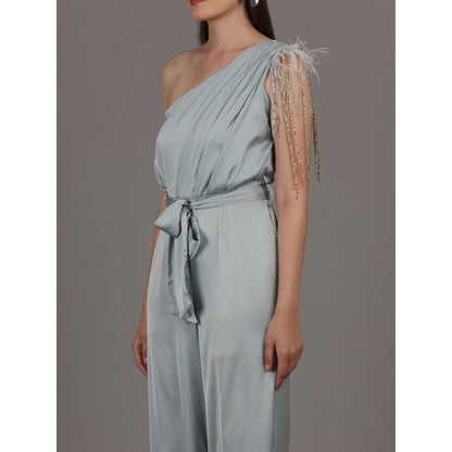 NAMAH BY PARUL MONGIA Ice Blue One Shoulder Jumpsuit
