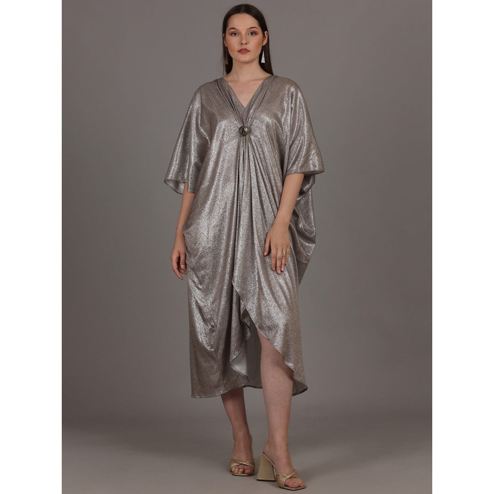 NAMAH BY PARUL MONGIA Mouse Grey Shimmer Kaftan Dress