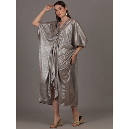 NAMAH BY PARUL MONGIA Mouse Grey Shimmer Kaftan Dress