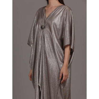 NAMAH BY PARUL MONGIA Mouse Grey Shimmer Kaftan Dress