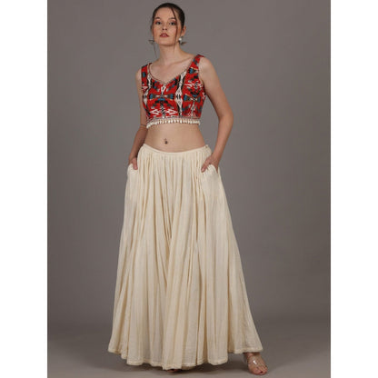 NAMAH BY PARUL MONGIA Red Astrid Crop Top & Skirt (Set of 2)