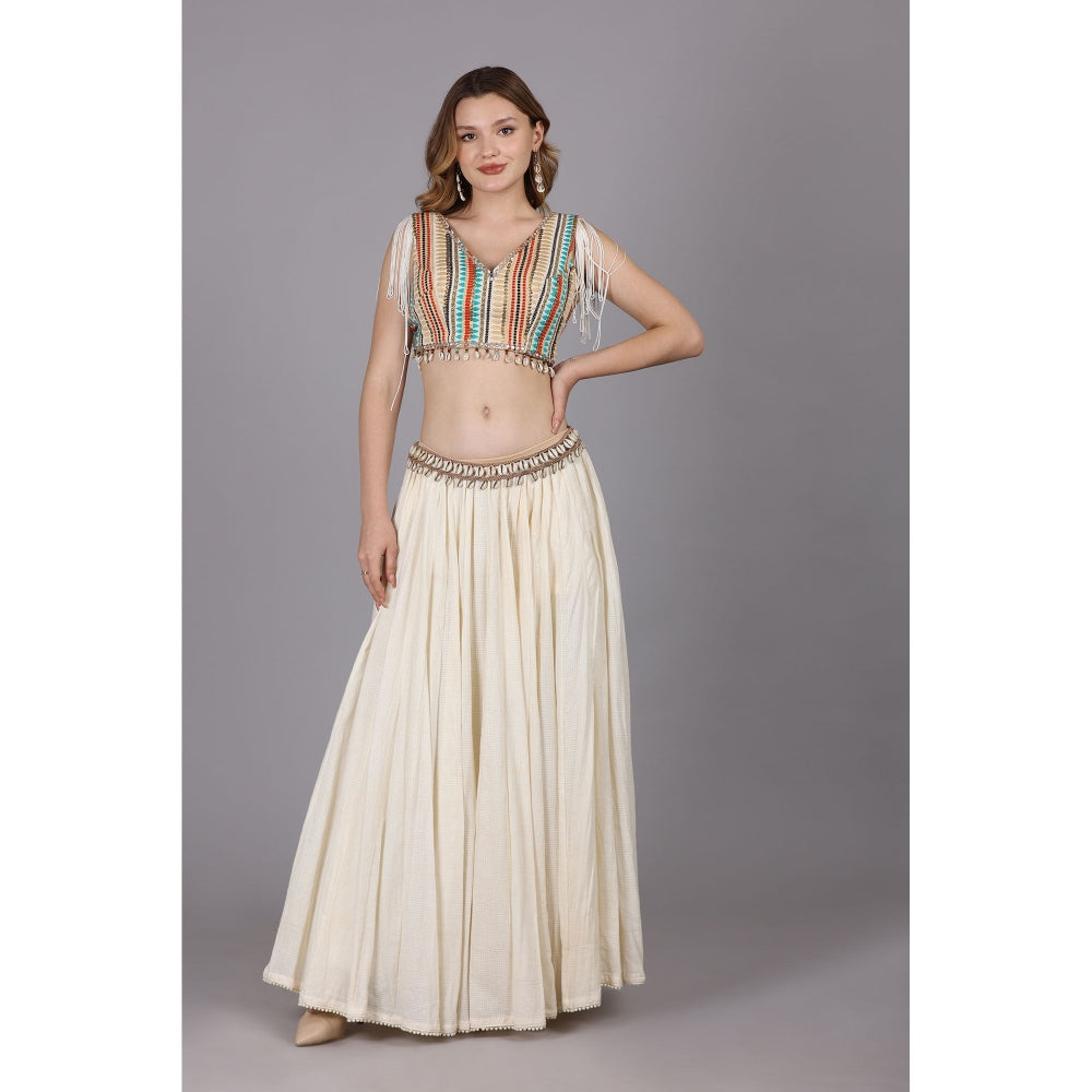 NAMAH BY PARUL MONGIA Ivory Crop Top with Skirt (Set of 2)