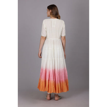 NAMAH BY PARUL MONGIA White Ombre Anarkali with Pant and Dupatta (Set of 3)
