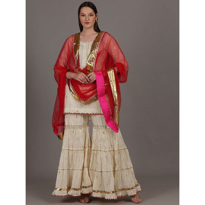 NAMAH BY PARUL MONGIA Cream Kurti with Sharara and Dupatta (Set of 3)