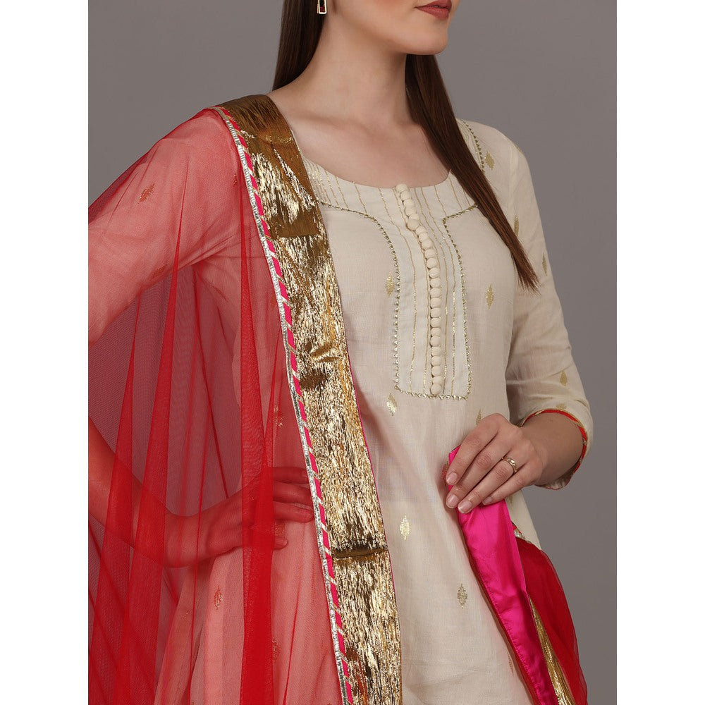 NAMAH BY PARUL MONGIA Cream Kurti with Sharara and Dupatta (Set of 3)
