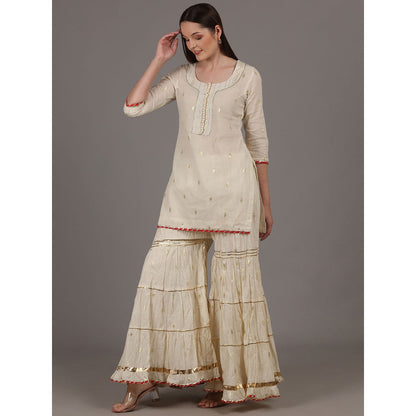 NAMAH BY PARUL MONGIA Cream Kurti with Sharara and Dupatta (Set of 3)